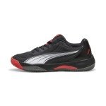 PUMA Men's Nova Court Pickleball Shoe Sneaker, Flat Dark Gray Black-Flat Medium Gray-Active Red, 9.5