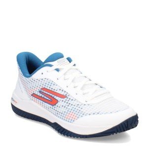 SKECHERS Men's Go Train Arch Fit Viper Court Pro-Pickleball Sneaker, White/Turquoise, 10