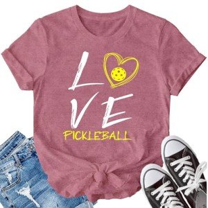 LBP Women Pickleball Shirt Love Pickball T-Shirt Pickleball Lover Player Tee Tops Pink