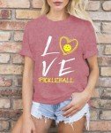 LBP Women Pickleball Shirt Love Pickball T-Shirt Pickleball Lover Player Tee Tops Pink