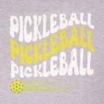 Pickleball Shirt Women Pickleball Letter Duplex Print Funny Graphic Tee Shirt Pickleball Player Gift Tops,Gray L