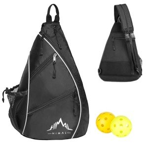 Himal Pickleball Bag-Adjustable Pickleball,Tennis,Racketball Sling Bag-Pickleball Backpack with Water Bottle Holder for Men (black)