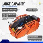 JOOLA Tour Elite Pickleball Bag – Backpack & Duffle Bag for Paddles & Pickleball Accessories – Thermal Insulated Pockets Hold 4+ Paddles - Includes Fence Hook Orange/Gray