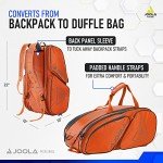 JOOLA Tour Elite Pickleball Bag – Backpack & Duffle Bag for Paddles & Pickleball Accessories – Thermal Insulated Pockets Hold 4+ Paddles - Includes Fence Hook Orange/Gray