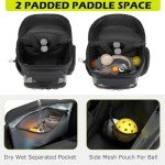 HAMBOLY Pickleball Bag for Men & Women, Pickleball Backpack with various Zipper Pockets for Balls, Paddles, Shoes, Bottles, cold Drinks and wet Towel, with a Fence Hook, Dark Gray + Light Gray