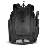 BSLN Pickleball Bag - Large Pickle Ball Sports Backpack with Padded Paddle Pockets & Large Bottom Sack for Shoes - Hanging Fence Hook, Storage Compartments for Laptop, Insulated Water Bottle (black)