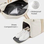 G4Free Pickleball Bag, Pickleball Backpack for Women Men, Pickleball Tote Bag with with Shoe Compartment & Waterproof Pocket, Ivory