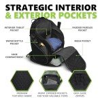 BSLN Pickleball Bag - Large Pickle Ball Sports Backpack with Padded Paddle Pockets & Large Bottom Sack for Shoes - Hanging Fence Hook, Storage Compartments for Laptop, Insulated Water Bottle (black)