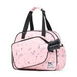 Boulder Bee Pickleball Bags, PickleBall Tote Bag for Women, Hand/Shoulder Gym Bag w Water Bottle Holder, With Pickleball Racquet Holder (Pink Triangle)