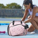 Boulder Bee Pickleball Bags, PickleBall Tote Bag for Women, Hand/Shoulder Gym Bag w Water Bottle Holder, With Pickleball Racquet Holder (Pink Triangle)