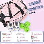Boulder Bee Pickleball Bags, PickleBall Tote Bag for Women, Hand/Shoulder Gym Bag w Water Bottle Holder, With Pickleball Racquet Holder (Pink Triangle)