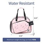 Boulder Bee Pickleball Bags, PickleBall Tote Bag for Women, Hand/Shoulder Gym Bag w Water Bottle Holder, With Pickleball Racquet Holder (Pink Triangle)