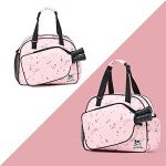 Boulder Bee Pickleball Bags, PickleBall Tote Bag for Women, Hand/Shoulder Gym Bag w Water Bottle Holder, With Pickleball Racquet Holder (Pink Triangle)