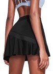 Ekouaer Tennis Skirt Pickleball Skorts for Women with Pockets Running Golf Tennis Outfit,Black X-Small