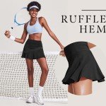 Ekouaer Tennis Skirt Pickleball Skorts for Women with Pockets Running Golf Tennis Outfit,Black X-Small
