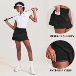 Ekouaer Tennis Skirt Pickleball Skorts for Women with Pockets Running Golf Tennis Outfit,Black X-Small