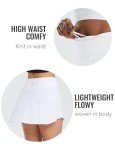 BALEAF Women's Pleated Tennis Skirts High Waisted Lightweight Athletic Golf Skorts Skirts with Shorts Pockets White Medium