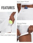 BALEAF Women's Pleated Tennis Skirts High Waisted Lightweight Athletic Golf Skorts Skirts with Shorts Pockets White Medium