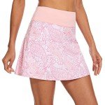 M MOTEEPI 16'' Tennis Skirt Pleated Skorts for Woman with Back Zip Pockets Tummy Control Golf Pickleball Skirts Outfits for Women Crystal Pink Medium