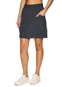 RBX Active Fashion Skort for Women, Long Length Golf/Pickleball Skirt with Inner Compression Short, Flat-Front Waistband Charcoal XL