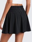 CRZ YOGA High Waisted Flowy Tennis Skirts for Women Pleated Casual Golf Athletic Pickleball Skorts with Shorts Pockets Black Small