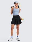 CRZ YOGA High Waisted Flowy Tennis Skirts for Women Pleated Casual Golf Athletic Pickleball Skorts with Shorts Pockets Black Small