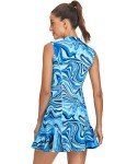 Tanst Sky Women's Golf Dresses with Pocket, Tennis Dress for Women with Shorts Ladies Zip Sleeveless Collar Active Wear Quick Dry Outfit Pickleball Workout Sport Athletic Apparel Blue Wave Small