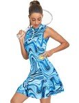 Tanst Sky Women's Golf Dresses with Pocket, Tennis Dress for Women with Shorts Ladies Zip Sleeveless Collar Active Wear Quick Dry Outfit Pickleball Workout Sport Athletic Apparel Blue Wave Small