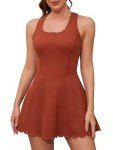 ATTRACO Women's Workout Dress Athletic Tennis Dress with Pockets Pickleball Dress Brown M