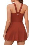 ATTRACO Women's Workout Dress Athletic Tennis Dress with Pockets Pickleball Dress Brown M
