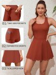 ATTRACO Women's Workout Dress Athletic Tennis Dress with Pockets Pickleball Dress Brown M