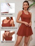 ATTRACO Women's Workout Dress Athletic Tennis Dress with Pockets Pickleball Dress Brown M