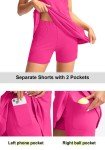 Viodia Women's Tennis Golf Dress with Shorts Underneath Active Exercise Workout Sports Athletic Dresses for Women with Zipper Pockets Rose