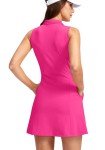Viodia Women's Tennis Golf Dress with Shorts Underneath Active Exercise Workout Sports Athletic Dresses for Women with Zipper Pockets Rose