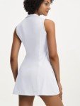 Dokuritu Tennis Dresses with Built in Shorts Womens Athletic Dress Sleeveless Workout Pickleball Outfits with Pockets White
