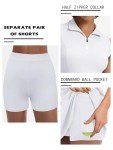 Dokuritu Tennis Dresses with Built in Shorts Womens Athletic Dress Sleeveless Workout Pickleball Outfits with Pockets White