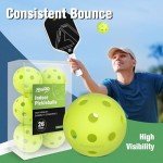 Amoswiz Indoor Pickleball Balls, 6 Pack of 26 Holes Indoor Pickle Ball Balls, Green Color High Visibility Durable Pickleballs for Training and Tournament