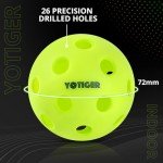 YOTIGER Indoor Pickleball Balls 4-Pack, 26 Holes High Bounce Durable Green Pickle Balls, Perfectly Balanced Pickleball Ball for All Style Pickleball Paddles & All Skill Levels
