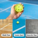 Amoswiz Indoor Pickleball Balls, 6 Pack of 26 Holes Indoor Pickle Ball Balls, Green Color High Visibility Durable Pickleballs for Training and Tournament