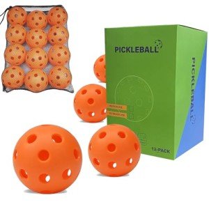 XHYNRT Indoor Pickleball Balls 12 Pack 26 Holes USAPA Standard Pickleball Accessories Set - High Resilience & Durability Orange Pickle Balls