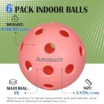 Amoswiz Indoor Pickleball Balls, 6 Pack of 26 Holes Pickleballs, Indoor Pickleballs Set, High Visibility Durable Pickle Balls for Training and Tournament