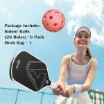 Amoswiz Indoor Pickleball Balls, 6 Pack of 26 Holes Pickleballs, Indoor Pickleballs Set, High Visibility Durable Pickle Balls for Training and Tournament