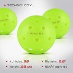 Selkirk Pro S1 Ball | Crack-Resistant | 38 Hole Outdoor Pickleball Balls | USAPA Approved Pickle Ball for Tournament Play | Advanced Aerodynamics | 4 Pack Pickleballs |