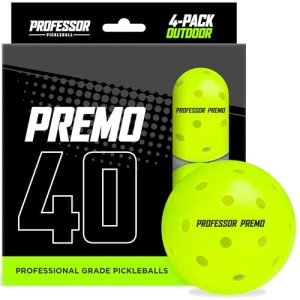 Professor Pickleball PREMO40 Outdoor Pickleball Balls - Tournament Grade Premium Pickleball - 4 Pack of Balls, 12 Pack, 36 Pack, 100 Pack - USAPA Approved Pickleball Balls