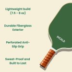 PICKLD Stylish Premium Pickleball Paddle Racket | Durable Fiberglass Surface | Honeycomb Core | Perfect Addition to a Pickleball Set | Indoor Outdoor Pickle Ball Paddle (Fern)