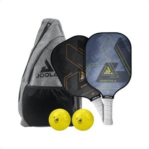 JOOLA Essentials Pickleball Paddles Set with Reinforced Fiberglass Surface and Honeycomb Polypropylene Core - Includes 2 Pickleball Rackets, 2 Pickleball Balls, and Sling Bag