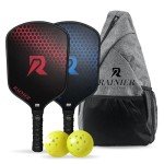 RAINIER PICKLEBALL Pickleball Paddles Set of 2 | 2 16MM Fiberglass USAPA Approved Pickleball Paddle | 2 Outdoor Pickleball Balls | Sling Carry Bag for Pickleball Set | Pickle Ball Rackets 2 Pack