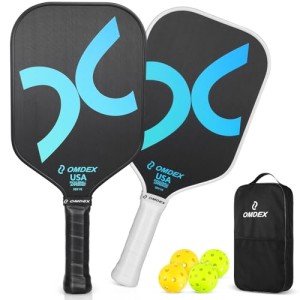 OMDEX Pickleball Paddle, T700 Raw Carbon Fiber Pickleball Paddle Set 16MM, Elongated Non-Slip Pickle Ball Paddle USAPA Approved, Power, Hybrid & Control Pickleball Racket for Advancer & Professional