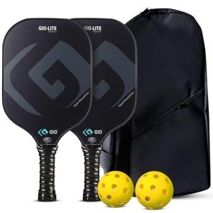 GIO Pickleball Paddles Set of 2-16mm Carbon Fiber Pickleball Paddle - 2024 USAPA Approved Pickleball Set for Beginners & Intermediate Players - 7.8 Oz