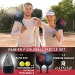 RAINIER PICKLEBALL Pickleball Paddles Set of 2 | 2 16MM Fiberglass USAPA Approved Pickleball Paddle | 2 Outdoor Pickleball Balls | Sling Carry Bag for Pickleball Set | Pickle Ball Rackets 2 Pack